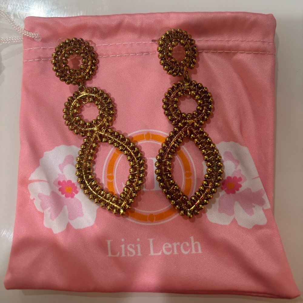 Lisi Lerch Beaded Gold Statement Earrings
